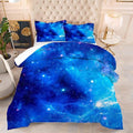 kxry Blue Galaxy Space Comforter Set King Size Outer Space Starry Sky Universe Bedding Sets for Girls Teens Kids Soft Microfiber Lightweight Comforter Set with 1 Comforter + 2 Pillow Cases