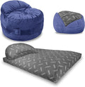 CordaRoy's NEST Gaming Bean Bag Chair-Convertible Bean Bag Chair -Washable Chenille Cover with Pockets for Remote, Controllers-for Living Room,Basement-King Size-Navy|Made in The USA