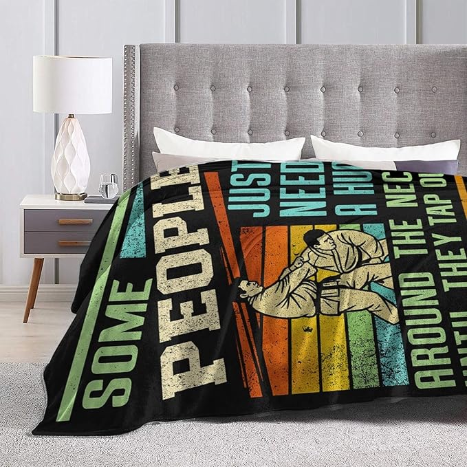 Jiu Jitsu Fleece Blanket Sports Jiujitsu Throw Blankets for Girls Boys Super Soft Warm Flannel Vintage Throws Gifts for Men Women Cozy Fuzzy Plush Stuff Couch Bed Bedding Decor 50"x40"