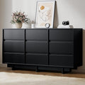 Black Dresser for Bedroom, 59" Wide 9 Drawer Dresser, Mid Century Modern Dressers Chest of Drawers, Wooden Large Dressers for Bedroom, Closet