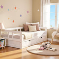 Alaterre Furniture Melody Twin to King Extendable Daybed with Trundle and Storage Drawers – Solid Pine Wood Kids Bed Frame with Headboard – Guest Bed for Boys, Girls, Toddlers, or Teens (White)