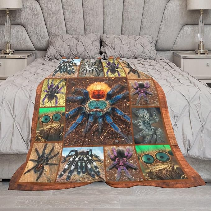 Tarantula Spider Blanket Gifts for Tarantula Lovers Tarantula Throw Blanket for Men Women Kids Adults Soft Warm Cozy Fleece Blanket for Couch Sofa Bed 60"x80"