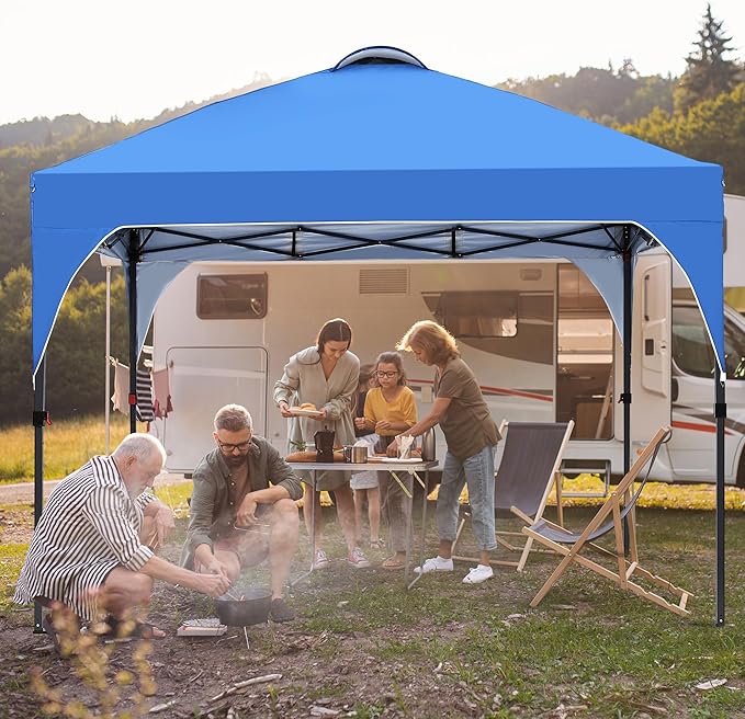 GDY 8x8 Pop Up Canopy Tent, Easy-Setup Gazebo, Outdoor Canopy with 3 Adjustable Heights for Events, Parties, Camping, Blue.