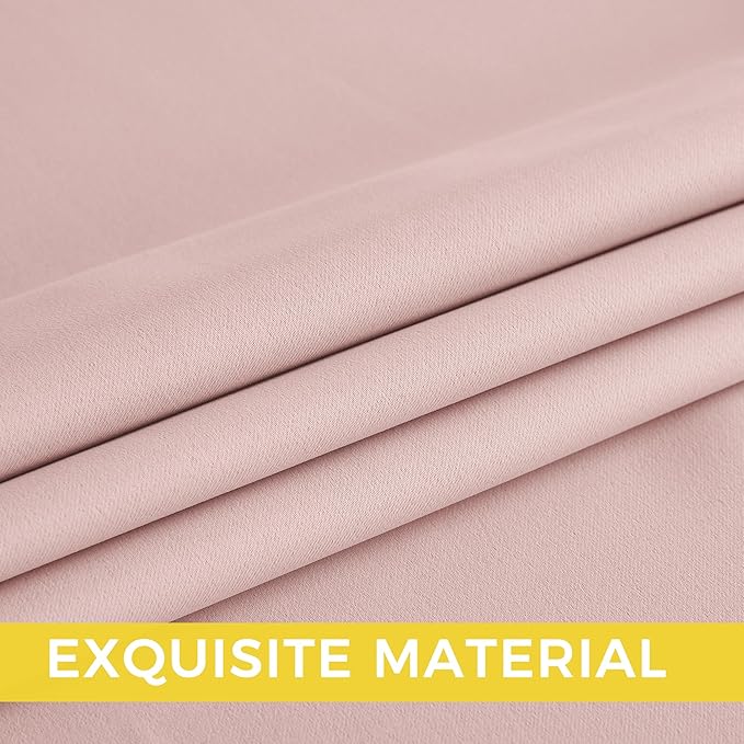 NICETOWN Blush Pink Room Darkening Curtains 68 Inches Long 2 Panels for Girls Room, Bedroom, Nursery Thermal Insulated Blackout Drapes Solid Grommet Noise Reducing Window Curtains, W40