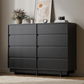 Black Dresser for Bedroom, 53.1" Wide 8 Drawer Dresser, Mid Century Modern Dressers Chest of Drawers, Wooden Large Dressers for Bedroom, Closet