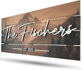 Custom Mountain Family Name Sign - Rustic Wood Wall Decor, Personalized Wedding & Gift for Anniversary Couples, Housewarming Gift for New Home