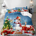 LUVIVIHOME 2PCS Cute Snowman Duvet Cover Twin Bedding Sets, Christmas Bedding, Santa Claus Deer Cardinal Christmas Tree Winter Holiday New Year Xmas Gifts Christmas Comforter Quilt Cover 1 Pillow Sham