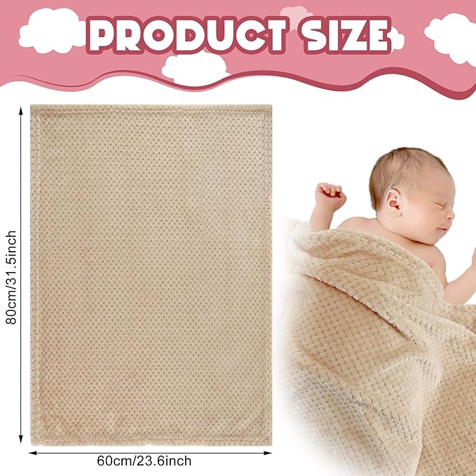 Frienda 4 Pcs Baby Fuzzy Blanket Fluffy Baby Blanket for Boys Girls Soft Warm Infant Newborn Toddler Receiving Nursery Bed Supplies, 32 x 24 Inch(Beige Brown Color)