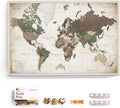 Canvas World Map with Cork Pin Board - English Lettering - Decorative Wall Decoration for All Rooms - Canvas Pictures with World Map Motif (90x60 cm, Pattern 24)
