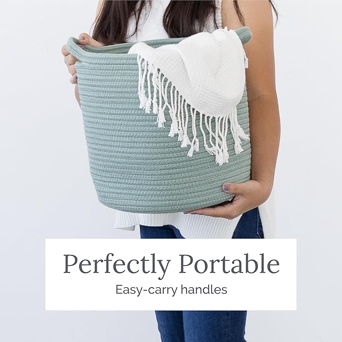 Natemia Extra Large Storage Basket (20" x 20" x 14") - Woven Baskets for Storage, Baby Storage Basket and Toy Organizer, Blanket Basket, Perfect Baby Registry Gift, Rope Baskets for Storage