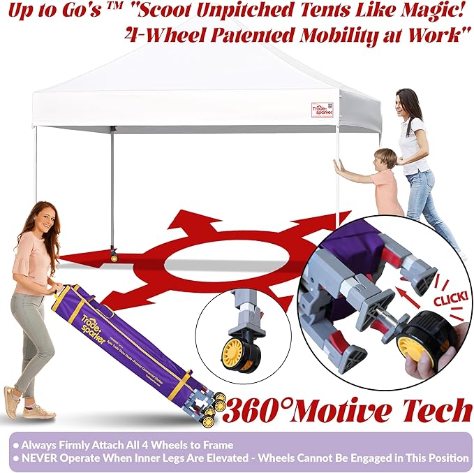 Tradesparker 10x15 Pop Up Canopy Tent,Commercial Movable Canopy with ApexCore LED & Rugged Casters-Instant Easy Setup Shelter Canopies with Weight Bags & Stakes for Oudoor Events Markets Vendors,Black
