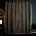 Kinryb Kids Blackout Curtains for Bedroom/Living Room/Classroom, Sheer Overlay 72 Inches 2 Panel Set, Double Layer Curtains with Star Cutout for Kids Room(W 52 x L 72 Inches,Beige 2 Pcs)
