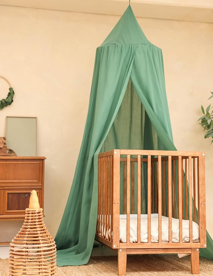Green Kids Bed Canopy for Child Bedroom | Nursery Crib Hanging Curtain | Baby Mosquito Net Bedding for Girls & Boys Play Room Decoration | Reading Nook Canopies Toddler Dome Tent