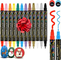 Betem 12 Colors Dual Tip Acrylic Paint Pens Markers, Premium Acrylic Paint Markers Stocking Stuffers for Rock, Wood, Fabric, Glass, Canvas, Ceramic, Christmas Gifts for Teens DIY Crafts Art Supplies