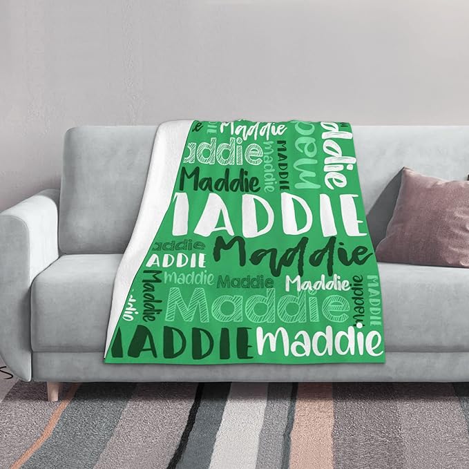 Personalized Blankets With Name Customized Baby Blankets for Girls Boys Adults Monogrammed Blankets and Throws Christmas Birthday Mothers Fathers Valentines Day Gift (Medium Sea Green,60''×80'')
