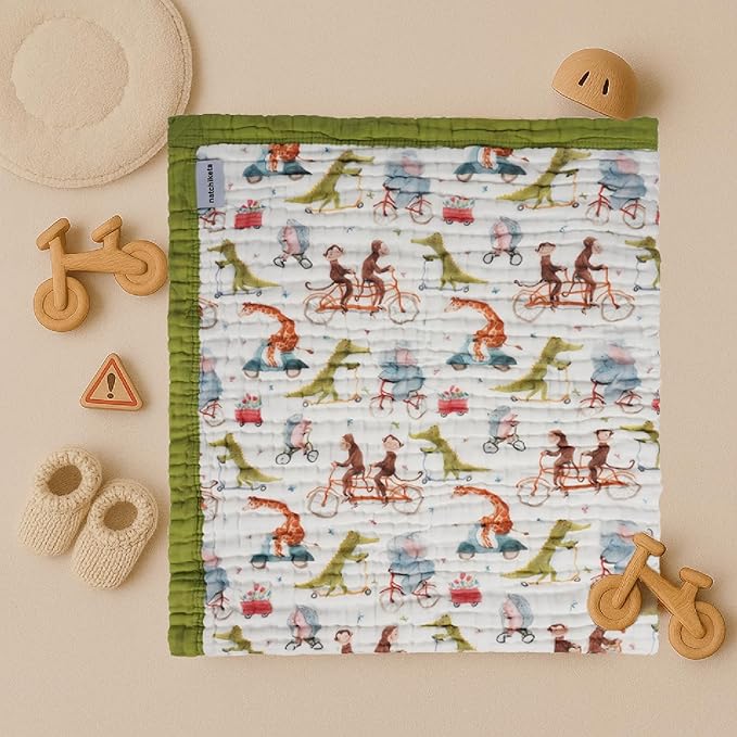 Organic Cotton Muslin Baby Blanket for Boys and Girls - Luxurious Soft Toddler Quilt for Swaddling - Gender Neutral Blanket - Baby and Toddler Gift - Gator on The Go
