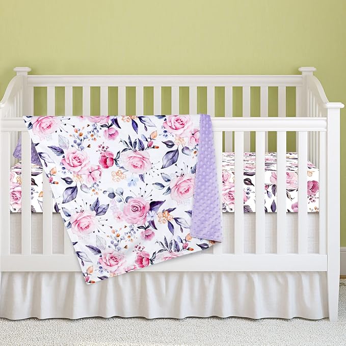 Pea Pod 30'' x 40''Baby Blankets, Super Soft Floral Minky Toddler Newborn Blanket for Boys Girls, Dotted Backing, Double Layer, Crib Receiving Blanket for Nursery/Stroller/Toddler Bed/Baby Carseat