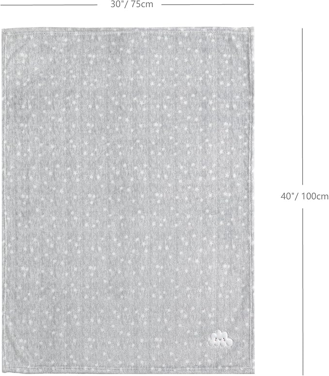 CREVENT 2Pcs 30''X40'' Cute Cozy Fluffy Warm Baby Blankets for Infants Toddlers' Bedding Crib Cot Stroller - Grey Cloud + Minky Flower