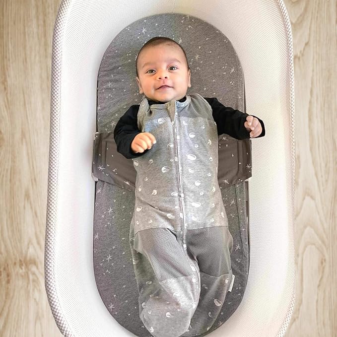 Happiest Baby SNOO Sleep Sack - 100% Organic Cotton Baby Swaddle Blanket - Doctor Designed Promotes Healthy Hip Development - 3-Pack Bundle (Graphite Stars, S, M, L)