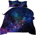 kxry Blue Purple 3D Galaxy Comforter Set Twin Size Outer Space Starry Sky Universe Bedding Sets for Girls Teens Kids 1 Comforter + 1 Pillow Case