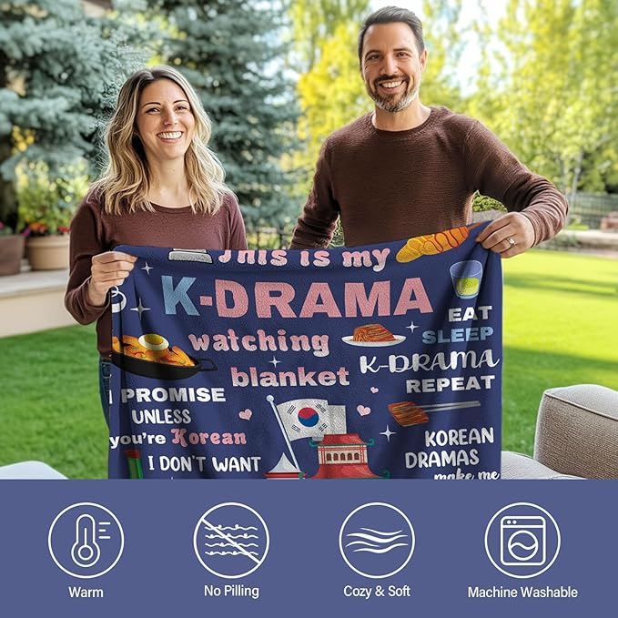 Korean Blanket 50"x60", Korean Gifts for Women Girls Sister Friends, Koreans Drama Gifts for Christmas Thanksgiving, Flannel Koreans Blanket for Sofa Couch Room Bed