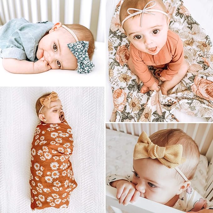 Baby Girl Headbands and Bows, Newborn Infant Toddler Nylon Hairbands Hair Accessories