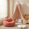 5 Piece Reading Nook Set for Kids, Kids Reading Corner Decor Bundle with Bean Bag Chair Cover & Throw Pillow Covers, Bed Canopy and Flower Pillow for Bedroom Playroom, Nursery, Indoor Decor