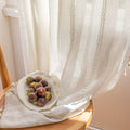 ENJOYBRIDAL Off White Curtains 96 Inch Length 2 Panels Boho Semi Sheer Drapes Cream Embroidered Tassel Rod Pocket Hollow Window Curtain Panels Farmhouse Window Treatment for Bedroom Living Room