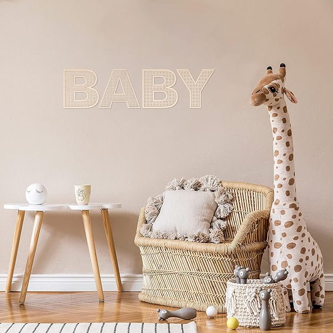 Wooden Rattan Letters 8 inch Wood Letters R for Wall Decor Crafts Boho Nursery Decor for Baby Shower Wedding Bedroom Name Signs Large Rustic Letter Home Decoration