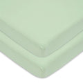 American Baby Company 2 Pack 100% Natural Cotton Fitted Mini Crib Sheets 38" x 24" - Soft & Breathable Small Nesting Portable Sheets, Fits Pack N Play Mattresses, Celery, for Boys & Girls