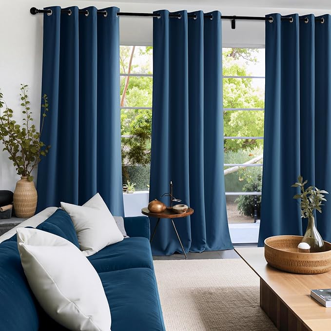 NICETOWN Morrocan Blue Room Darkening Curtains 36 Inches Long 2 Panels for Living Room, Bedroom, Nursery Summer Thermal Insulated Blackout Drapes Grommet Noise Reducing Window Curtains, W40
