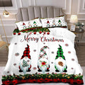 LUVIVIHOME 3PCS Merry Christmas Comforter Set Full Size, Gnomes Bedding, Cute Christmas Bedroom Decor for Kids Boys Girls Teens, Xmas Gifts, Buffalo Plaid Christmas Gnomes Decorations, 2 Pillow Cases