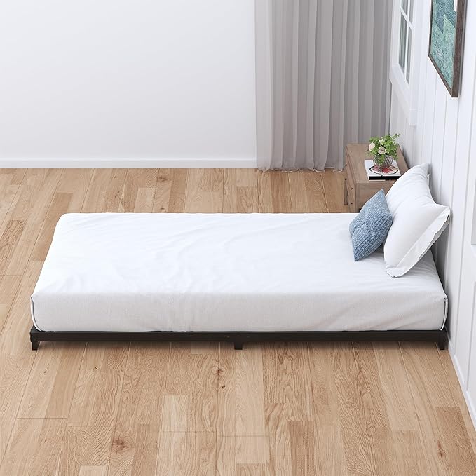 3 Inch Twin Bed Frames Low Profile, Twin Platform Bed Frame No Box Spring Needed, Heavy Duty Metal, Easy Assembly, Black