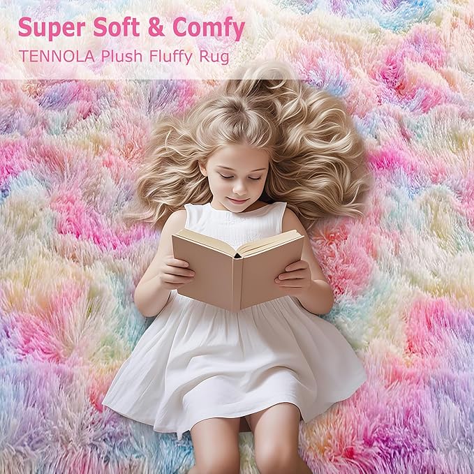 Colorful Unicorn Rainbow Rug for Girls Bedroom Bedside Rug Runners 3x10 Ft for Hallway Living Room Non Slip Fluffy Runner Carpet for Kids Room Kawaii Decor