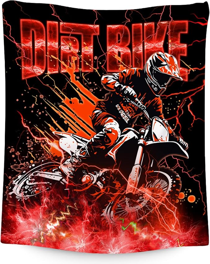 Boys Blanket Dirt Bike Blankets Gifts for Kids Toddlers, 40"x50" Warm Lightweight Flannel Throw for Couch Sofa