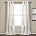 Lush Decor Farmhouse Textured Grommet Sheer Window Curtain Panel Pair, 38"W x 95"L, White
