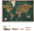 Canvas World Map with Cork Pin Board - English Lettering - Decorative Wall Decoration for All Rooms - Canvas Pictures with World Map Motif (120x80 cm, Pattern 4)
