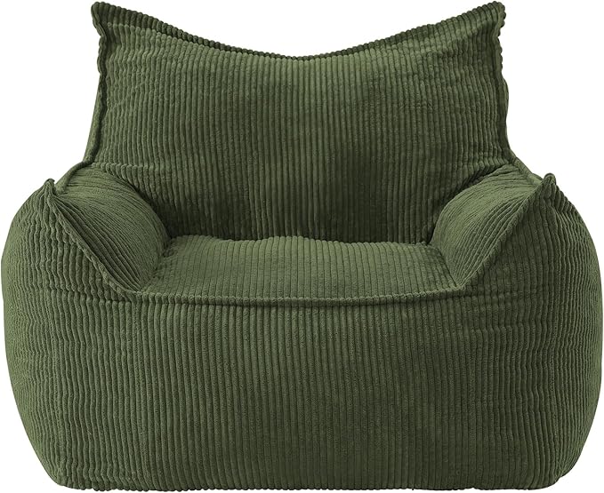 Giant Bean Bag Chair Sofa for Adults Teens, Comfy Corduroy Large Bean Bag Chairs with Armrests for Bedroom Living Room, Adult BeanBag Lazy Sofa Couch Chairs with Filler Included
