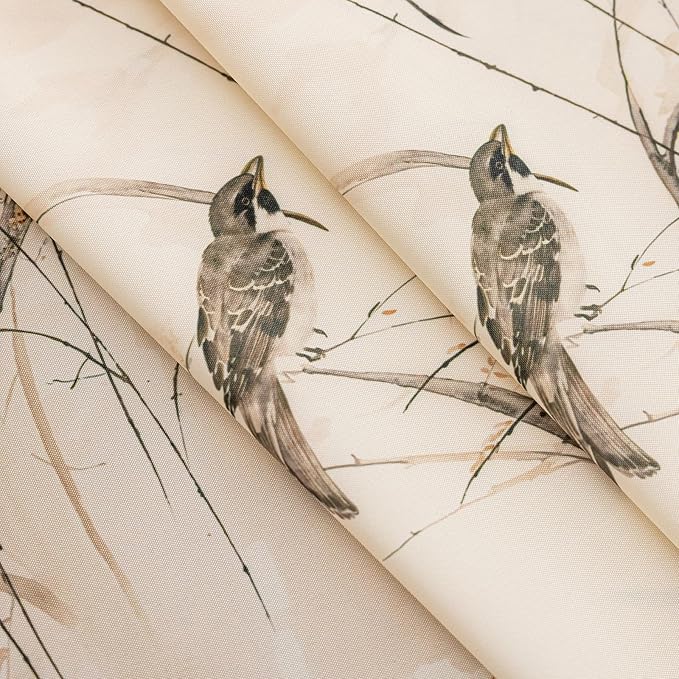 ENJOYBRIDAL Bird Patterned Curtains 96 Inches Long Semi Sheer Living Room Drapes Floral Bedroom Printed Farmhouse Window Curtain Panels Boho 2 Panels Botanical Rod Pocket Window Treatments