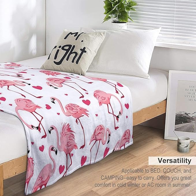 Flamingo Blanket for Girls, Women, and Kids - Soft Warm Cozy Fleece Throw for Couch, Sofa, Bed - Pink Gift for Flamingo Lovers - 60"x80"