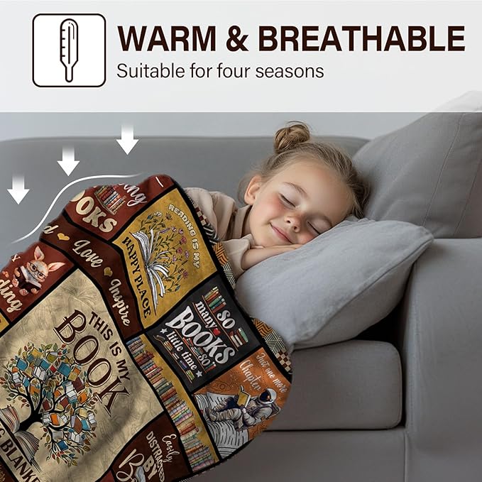 Book Lovers Gifts, Gifts for Books Lovers Women Men, Bookish Gift for Readers, Reading Blanket, Librarian Gifts for Christmas, Book Club/Bookworm/Reading Gift, Literary Blanket 50"x60"