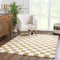 Hauteloom Atira Living Room, Bedroom Area Rug - Contemporary - Plush Pile - Light Mustard, Cream - 18" Sample