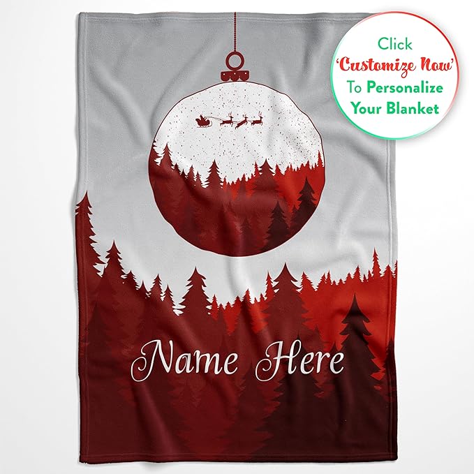 Personalized Plush Christmas Blanket | Cozy Fall Throw Blanket | Custom Winter Blankets | Ornament Christmas Throws | Santa Sofa Bed Throw | Customized Soft Christmas (Sherpa 60x80)