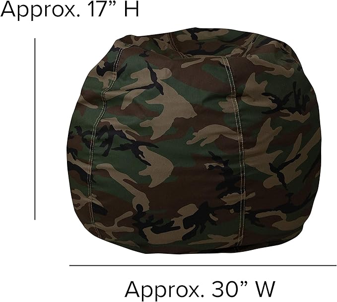 EMMA + OLIVER Small Camouflage Bean Bag Chair for Kids and Teens