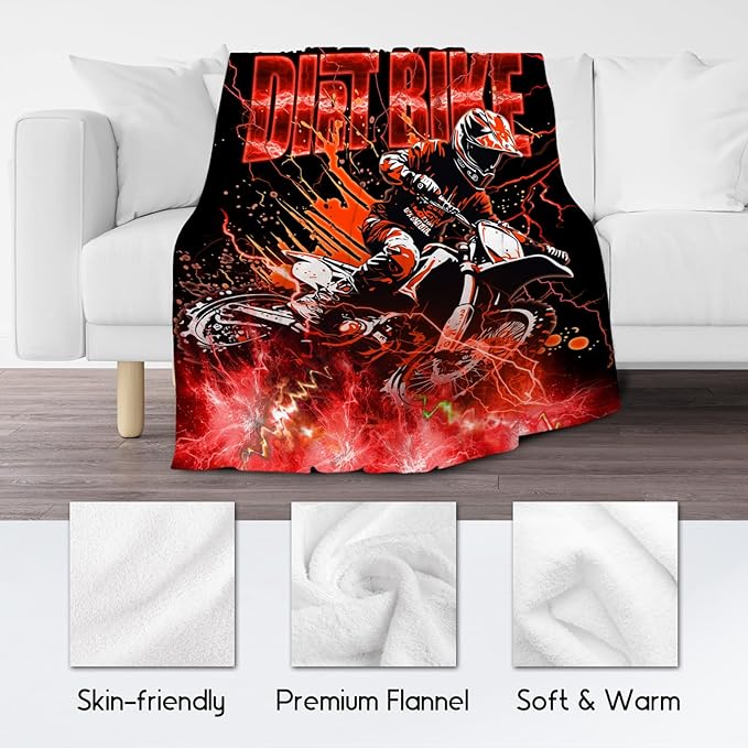 Boys Blanket Dirt Bike Blankets Gifts for Kids Toddlers, 30"x40" Warm Lightweight Flannel Throw for Couch Sofa