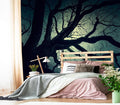 XMPMBM-Magic Forest backsplash Decorative Wallpaper Starry Sky Large Tree Bedroom Bathroom Wall Mural- W 154" X H 105"（112 Square Foot）