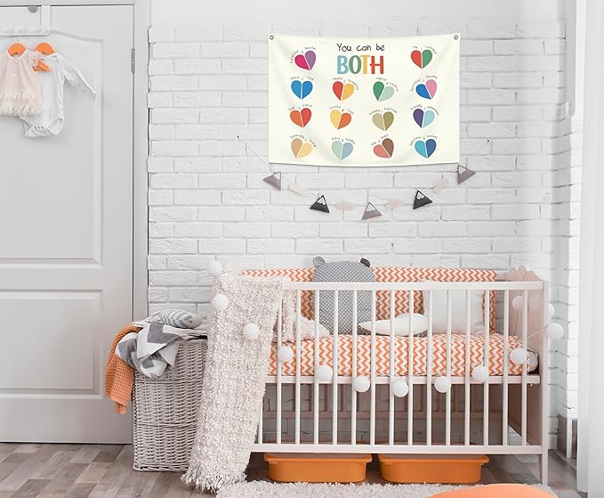 Boho Rectangular Banner Flag Wall Decor Gift for Baby Boy Girl Kid,Nursery Playroom Reading Room Bedroom Decor Decor-You Can Be Both-Baby Present Shower,Birthday Christmas Gift