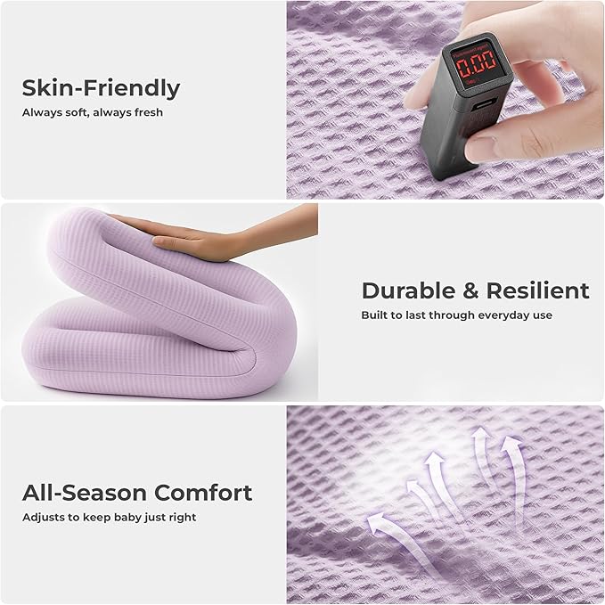 Baby Lounger for Newborn - Infant Lounger 0-24 Months with Lounger Cover, Cooling Baby Nest Lounger, Breathable Waffle Fabric & 3D Support, Portable Newborn Essentials, Pink