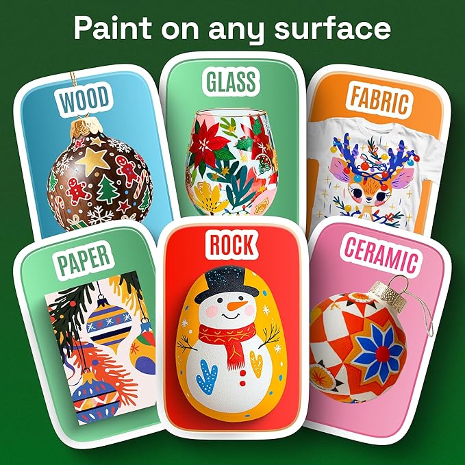 ARTISTRO 24 Acrylic Paint Markers for Rock, Fabric, Wood, Glass, Craft, Decoration - Dual-Tip Paint Pens - Stocking Stuffers, Christmas Gift Idea for Teens, Grandkids, Kids - Art Supplies