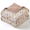 lulumoon Muslin Blanket Baby for Girls: Cotton Crib Blanket with Wildflowers - Soft Lightweight for Daycare 47"x47"（Sand Floral）